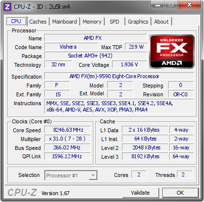 Процессор AMD FX-9590 разогнан до 8247 МГц