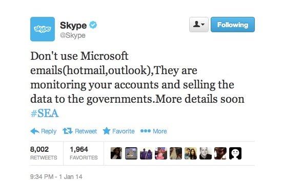 Хакеры взломали страницу Skype в сервисе Twitter