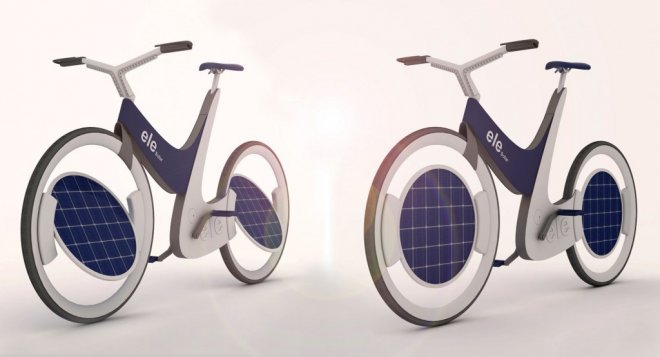 Оригинальный велосипед с электромотором и солнечными батареями
