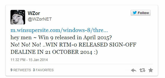 Windows 9 может выйти уже в октябре 2014 года
