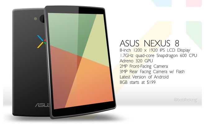 В конце апреля может выйти 8-дюймовый планшет Google Nexus 8