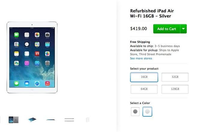 В Apple Store можно приобрести отремонтированный iPad Air с 15 % скидкой